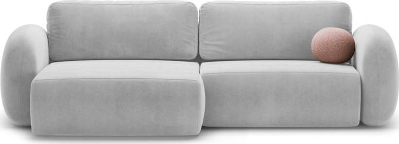 Světle šedá sametová rozkládací/s úložným prostorem rohová pohovka Tonale – Cosmopolitan Design Cosmopolitan design