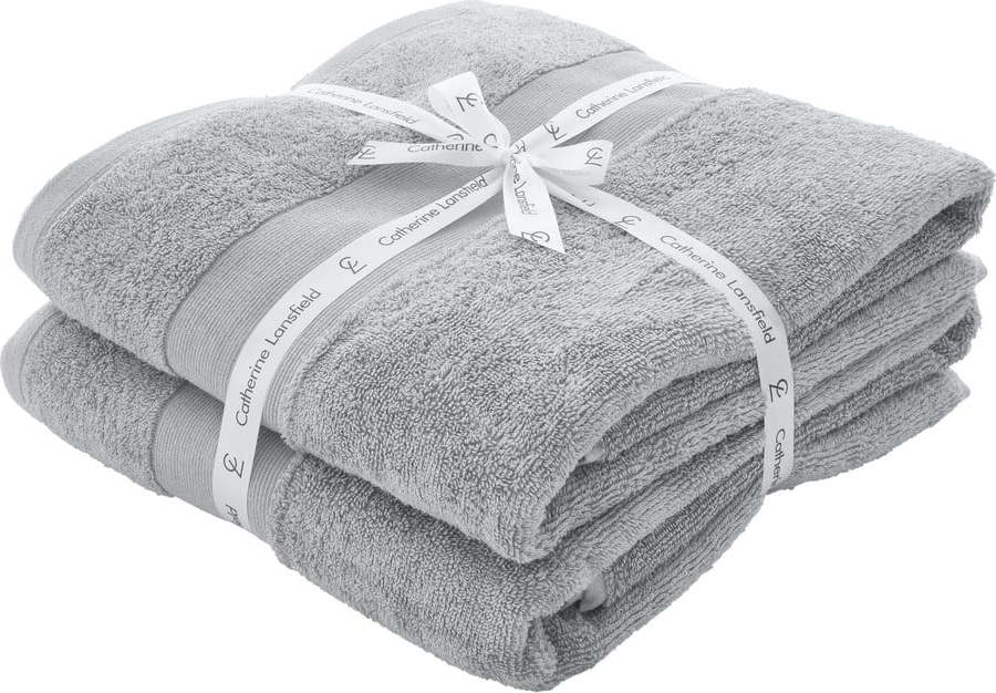 Světle šedé froté bavlněné osušky v sadě 2 ks 90x140 cm Anti-Bacterial – Catherine Lansfield Catherine Lansfield