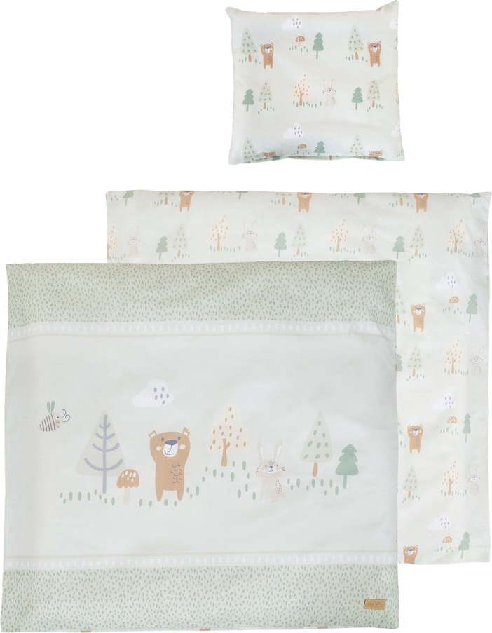 Světle zelené bavlněné dětské povlečení do postýlky 80x80 cm Woodland Buddies – Roba Roba