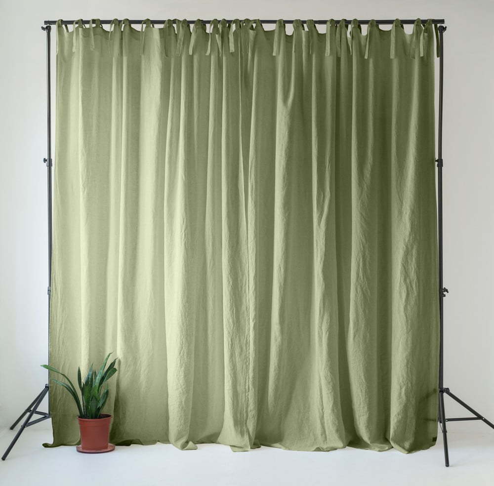 Světle zelený lněný závěs 140x330 cm Sage – Linen Tales Linen Tales