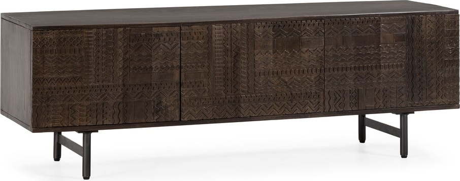 Tmavě hnědý TV stolek z mangového dřeva 145x48x40 cm Kalai – MOME Mome