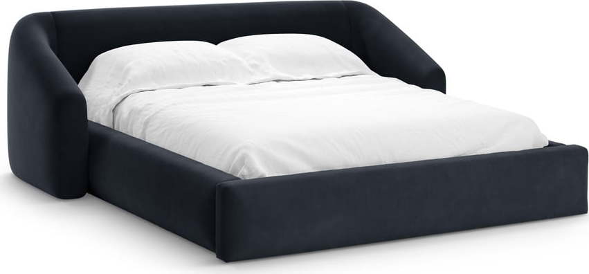 Tmavě modrá čalouněná dvoulůžková postel s úložným prostorem s roštem 200x200 cm Campi – Cosmopolitan Design Cosmopolitan design