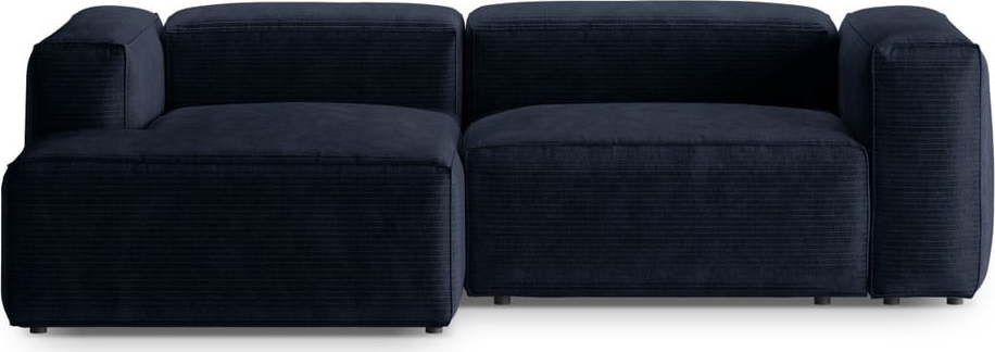 Tmavě modrá manšestrová rohová pohovka (levý roh/s lenoškou) Bergano – Cosmopolitan Design Cosmopolitan design