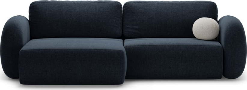 Tmavě modrá žinylková rozkládací/s úložným prostorem rohová pohovka Tonale – Cosmopolitan Design Cosmopolitan design