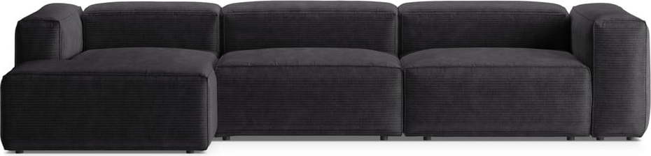 Tmavě šedá manšestrová rohová pohovka (levý roh/s lenoškou) Bergano – Cosmopolitan Design Cosmopolitan design