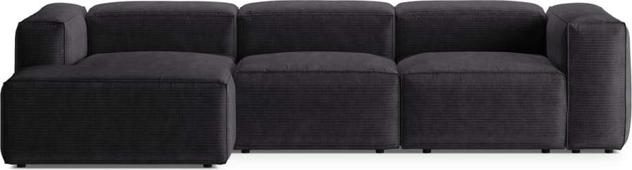 Tmavě šedá manšestrová rohová pohovka (levý roh/s lenoškou) Bergano – Cosmopolitan Design Cosmopolitan design