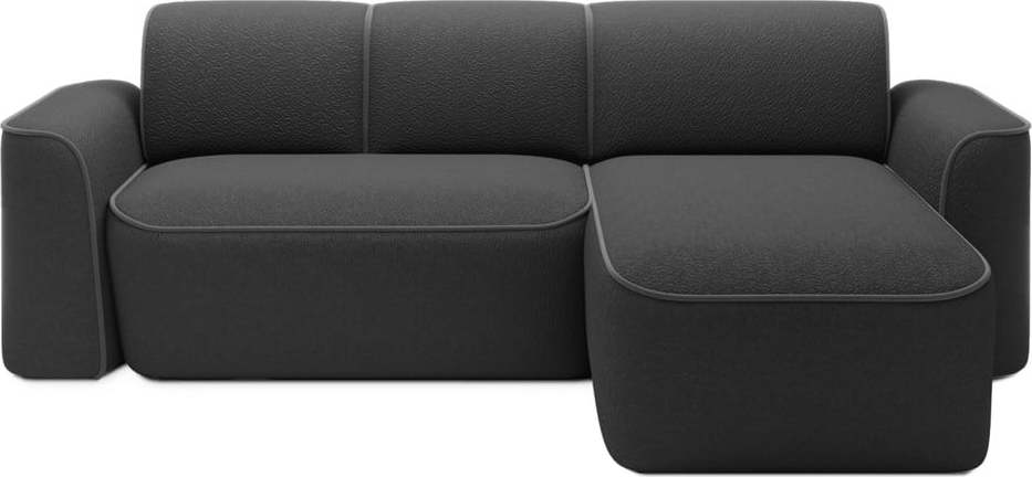 Tmavě šedá rohová pohovka z textilie bouclé (pravý roh/s lenoškou) Ume – ELTAP ELTAP