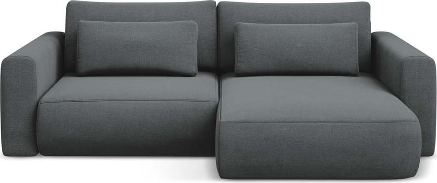 Tmavě šedá rozkládací/s úložným prostorem rohová pohovka (pravý roh/s lenoškou) Kapua – Makamii Makamii