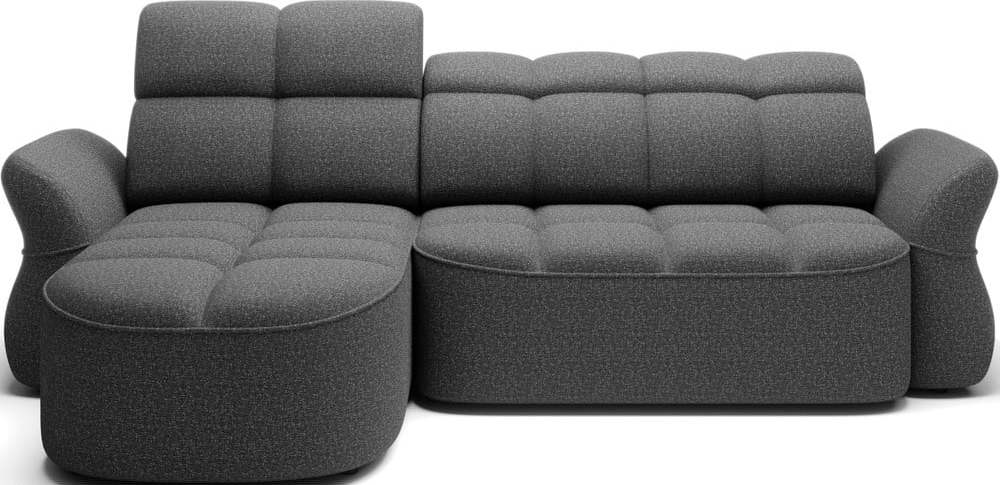 Tmavě šedá sametová rozkládací/s úložným prostorem rohová pohovka (levý roh/s lenoškou) Beneth – ELTAP ELTAP