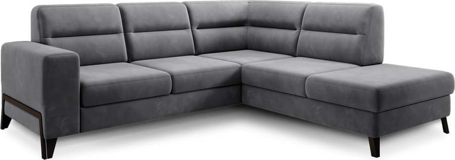 Tmavě šedá sametová rozkládací/s úložným prostorem rohová pohovka (pravý roh/do L) Cassara – ELTAP ELTAP