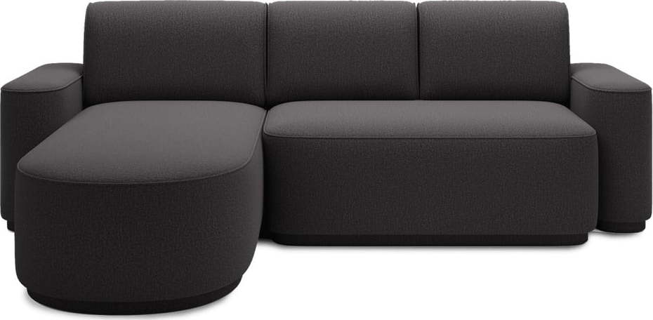 Tmavě šedá žinylková rozkládací/s úložným prostorem rohová pohovka (levý roh/s lenoškou) Aurumm – ELTAP ELTAP