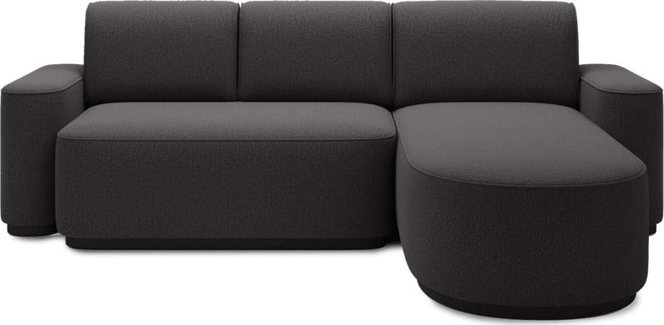 Tmavě šedá žinylková rozkládací/s úložným prostorem rohová pohovka (pravý roh/s lenoškou) Aurumm – ELTAP ELTAP