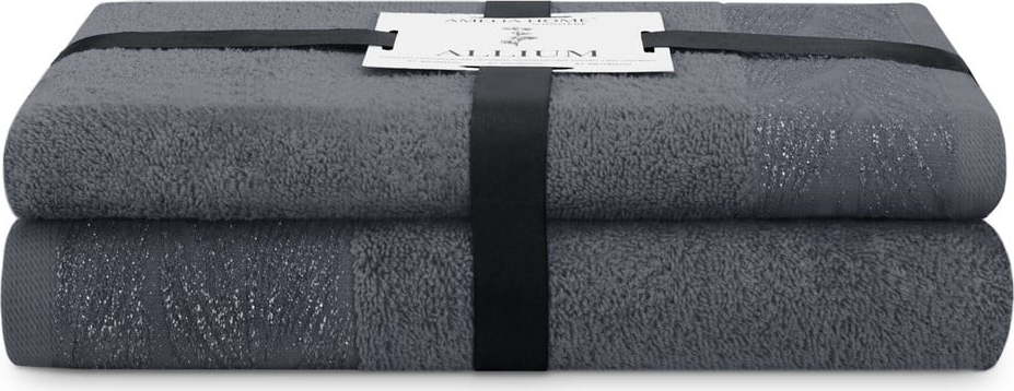 Tmavě šedé froté bavlněné ručníky a osušky v sadě 2 ks Allium – Restilo Restilo