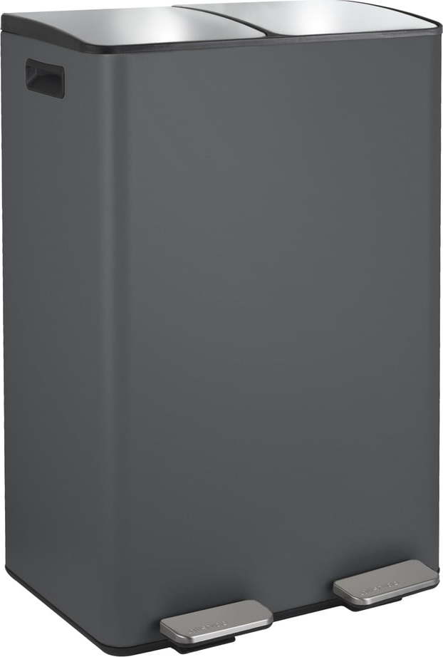 Tmavě šedý ocelový odpadkový koš 2x30 l na tříděný odpad/nášlapný Aliya – Spirella SPIRELLA