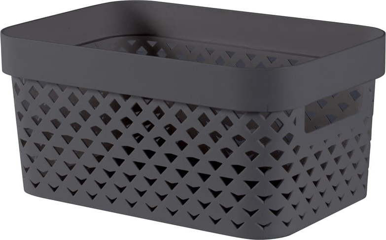 Tmavě šedý plastový úložný box 26x17