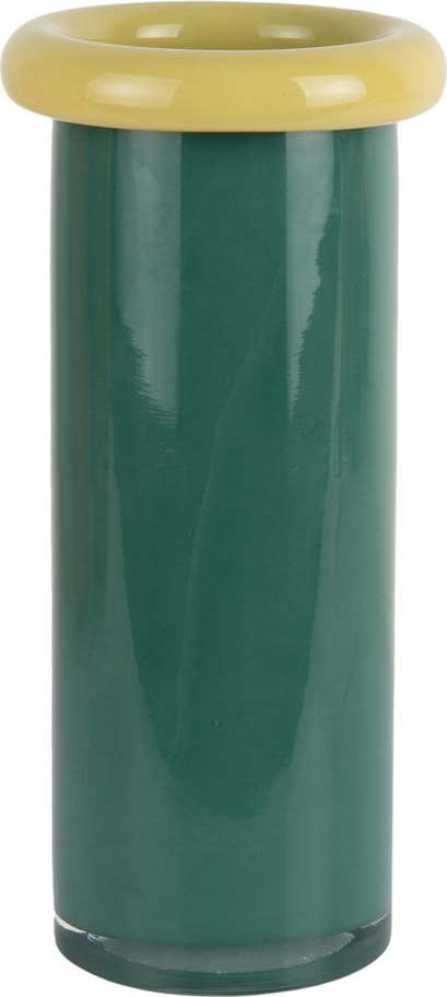 Tmavě zelená skleněná váza (výška 27