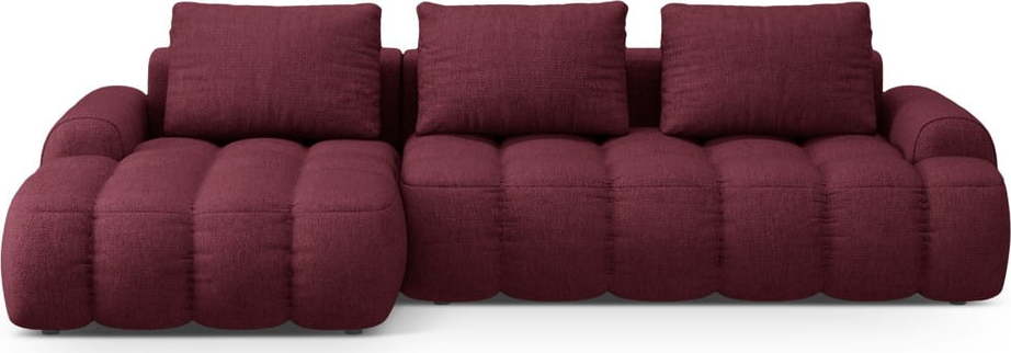 Vínová rozkládací/s úložným prostorem rohová pohovka (levý roh/s lenoškou) Linz – Cosmopolitan Design Cosmopolitan design