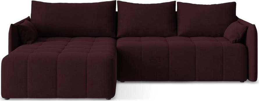 Vínová rozkládací/s úložným prostorem rohová pohovka (levý roh/s lenoškou) Moku – Makamii Makamii