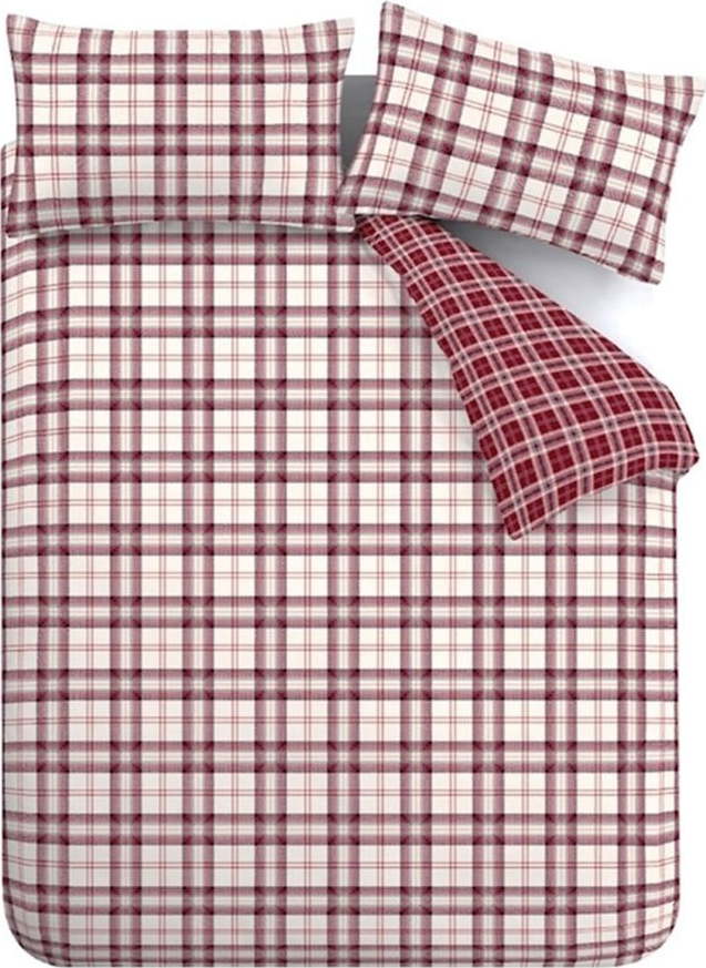 Vínové povlečení na jednolůžko 135x200 cm Kelso Check – Catherine Lansfield Catherine Lansfield