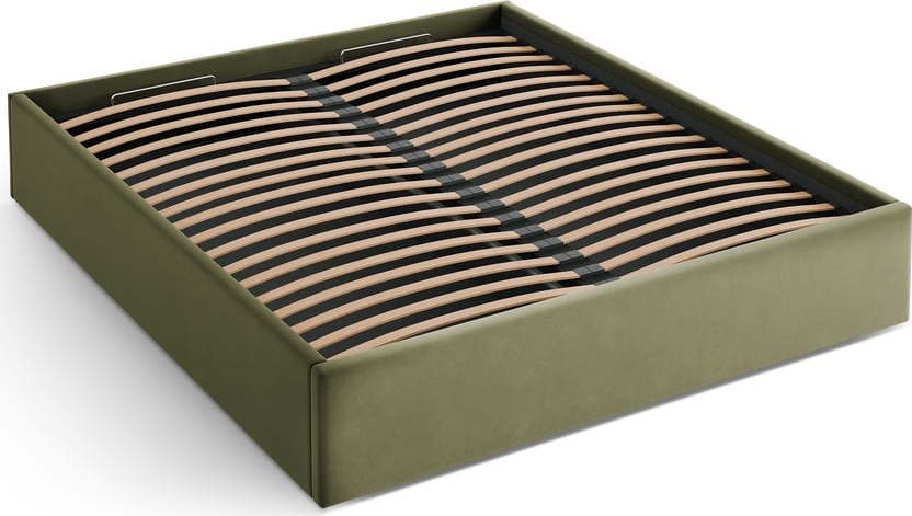 Zelená čalouněná dvoulůžková postel s úložným prostorem/bez čela s roštem 180x200 cm Susan – Micadoni Micadoni