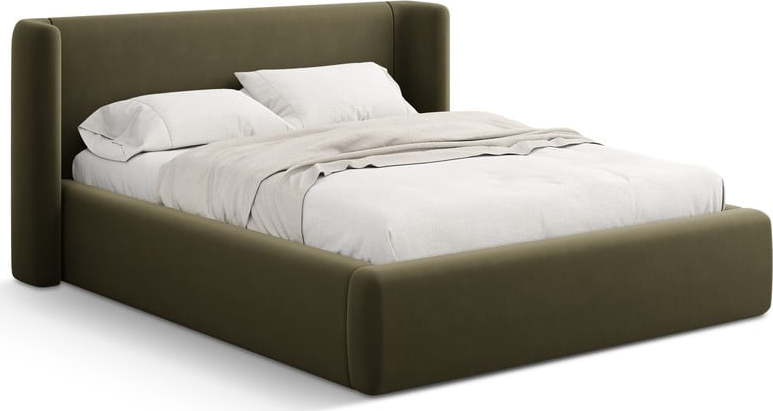 Zelená čalouněná dvoulůžková postel s úložným prostorem s roštem 160x200 cm Jason – Windsor & Co Sofas Windsor & Co Sofas