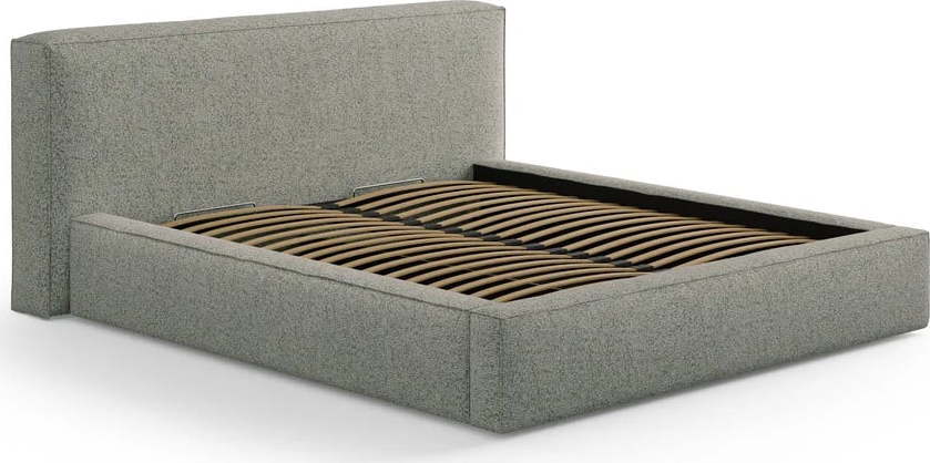 Zelená čalouněná dvoulůžková postel s úložným prostorem s roštem 180x200 cm Simon Olivia – Micadoni Micadoni