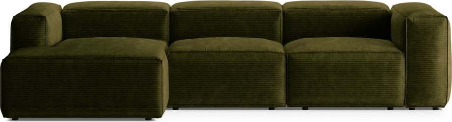 Zelená manšestrová rohová pohovka (levý roh/s lenoškou) Bergano – Cosmopolitan Design Cosmopolitan design