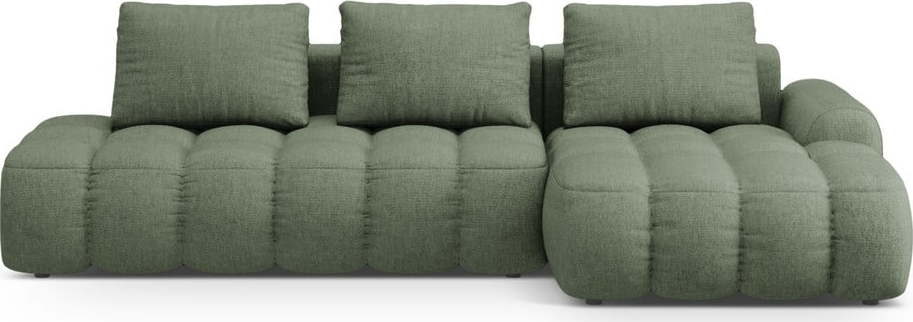 Zelená rozkládací/s úložným prostorem rohová pohovka (pravý roh/s lenoškou) Linz – Cosmopolitan Design Cosmopolitan design