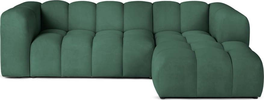 Zelená sametová rohová pohovka (pravý roh/s lenoškou) Cube – Bonami Selection Bonami Selection