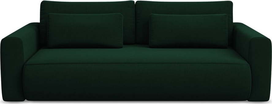 Zelená sametová rozkládací/s úložným prostorem pohovka 238 cm Kapua – Makamii Makamii