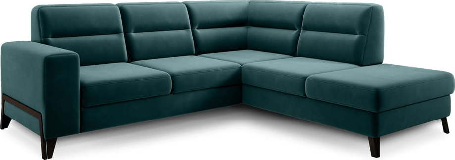 Zelená sametová rozkládací/s úložným prostorem rohová pohovka (pravý roh/do L) Cassara – ELTAP ELTAP