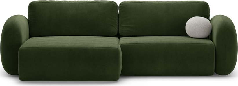 Zelená sametová rozkládací/s úložným prostorem rohová pohovka Tonale – Cosmopolitan Design Cosmopolitan design