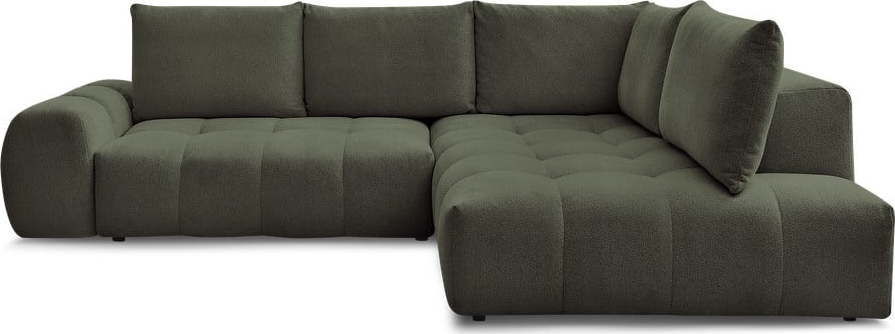 Zelená žinylková rozkládací/s úložným prostorem rohová pohovka (pravý roh/do L) Everest – Bobochic Paris Bobochic Paris