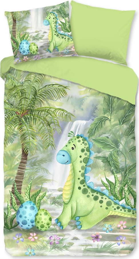 Zelené bavlněné dětské povlečení na jednolůžko/prodloužené 140x220 cm Dani – Good Morning GOOD MORNING