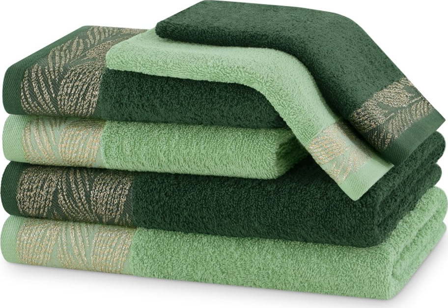 Zelené froté bavlněné ručníky a osušky v sadě 6 ks Allium – Restilo Restilo