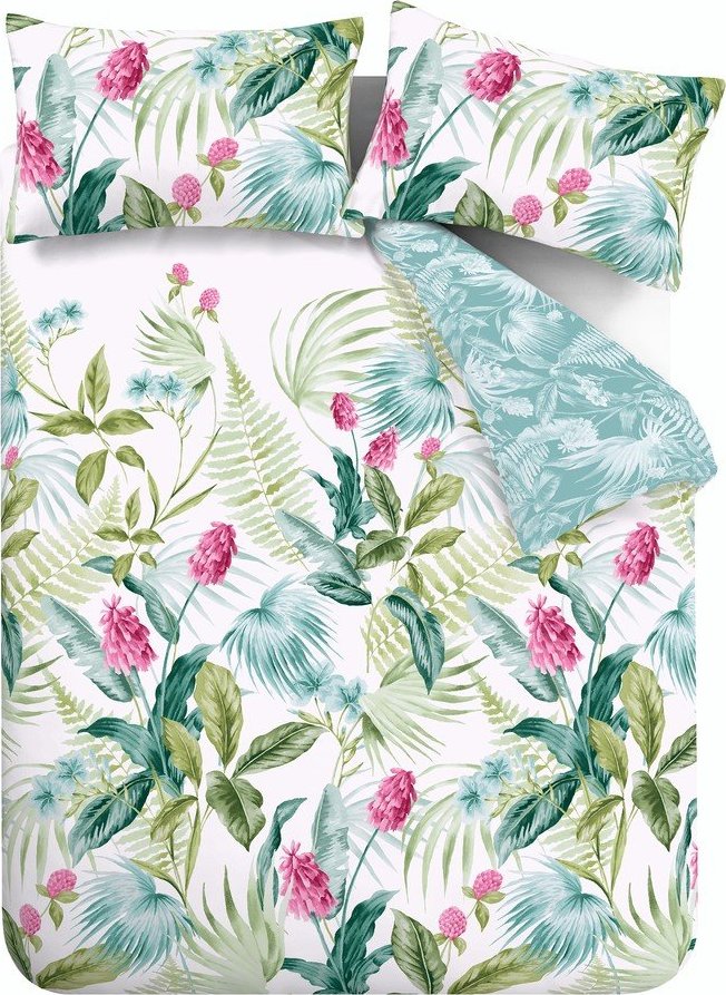 Zelené/modré povlečení na jednolůžko 135x200 cm Aruba Tropical Floral – Catherine Lansfield Catherine Lansfield