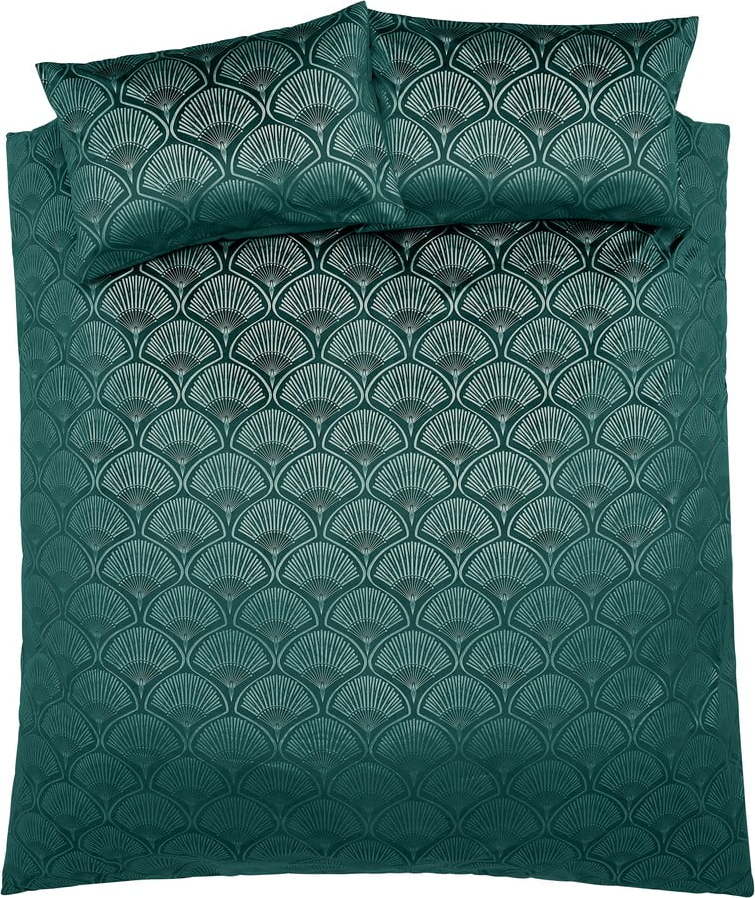 Zelené povlečení na dvoulůžko/prodloužené 230x220 cm Art Deco Pearl – Catherine Lansfield Catherine Lansfield