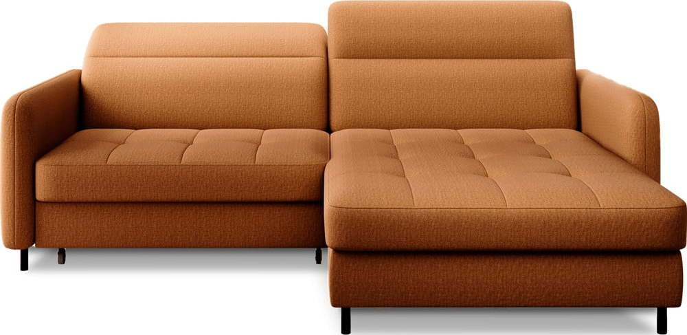 Žlutá sametová rozkládací/s úložným prostorem rohová pohovka (pravý roh/s lenoškou) Gomsi – ELTAP ELTAP