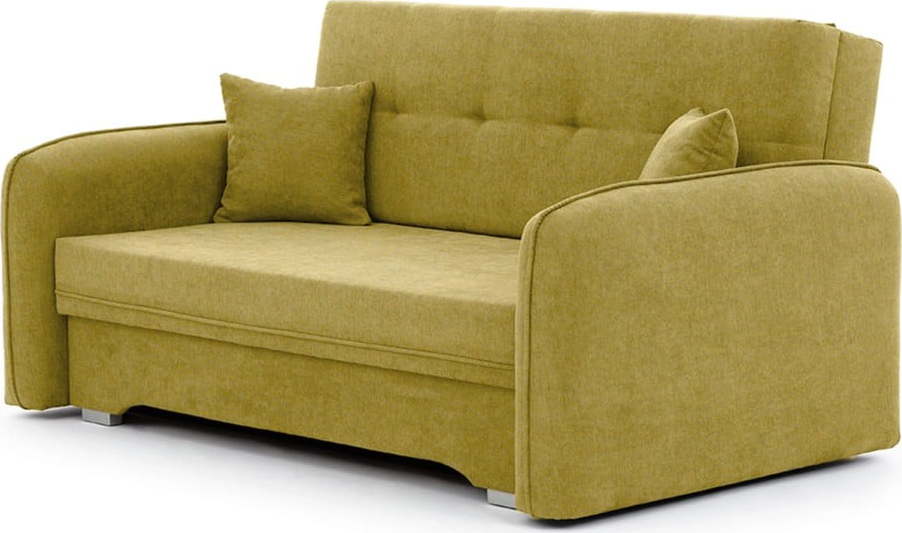 Žlutá žinylková rozkládací/s úložným prostorem pohovka 155 cm Laine – ELTAP ELTAP