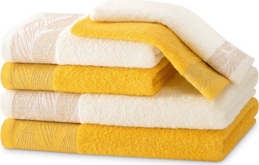 Žluté/krémové froté bavlněné ručníky a osušky v sadě 6 ks Allium – Restilo Restilo