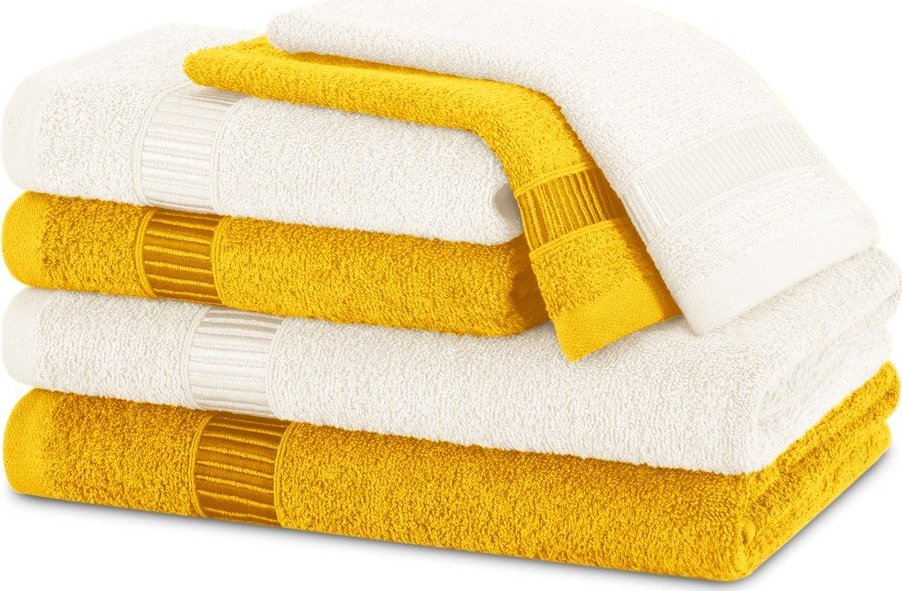 Žluté/krémové froté bavlněné ručníky a osušky v sadě 6 ks Avium – Restilo Restilo