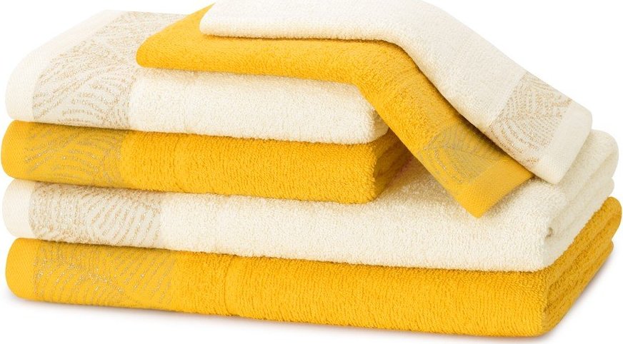 Žluté/krémové froté bavlněné ručníky a osušky v sadě 6 ks Bellis – Restilo Restilo