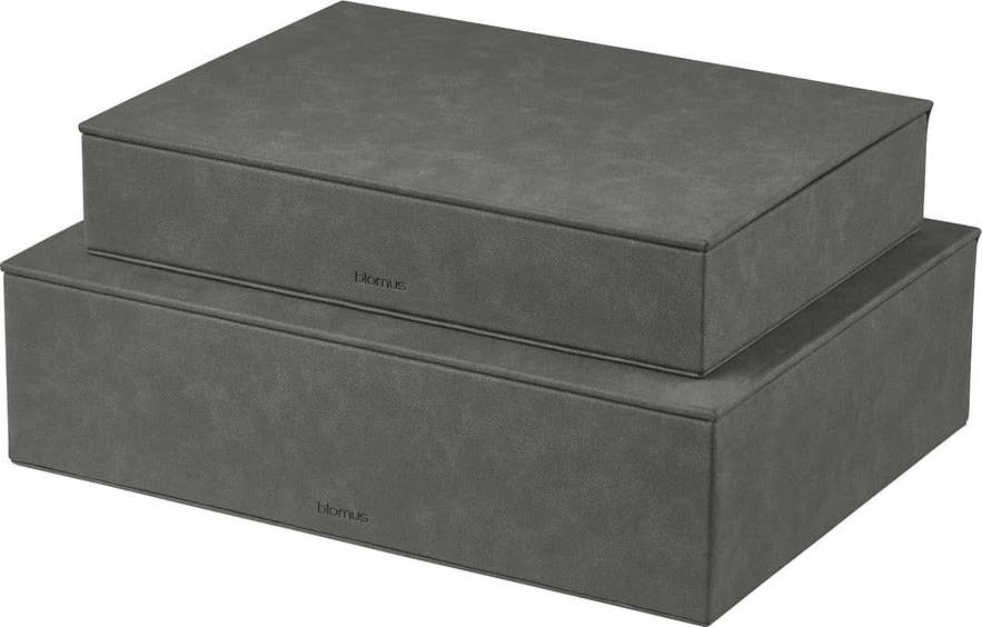 Antracitové úložné boxy v sadě 2 ks s víkem/dekorativní z umělé kůže 40x30x11 cm Sahla – Blomus Blomus