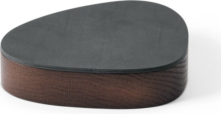 Antracitový/hnědý dřevěný/z eko kůže úložný box s víkem/dekorativní 14x12