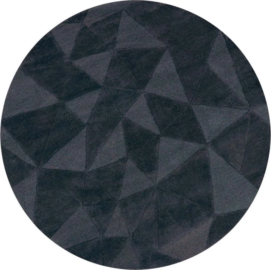 Antracitový ručně tkaný vlněný kulatý koberec ø 160 cm Shard Charcoal – Flair Rugs