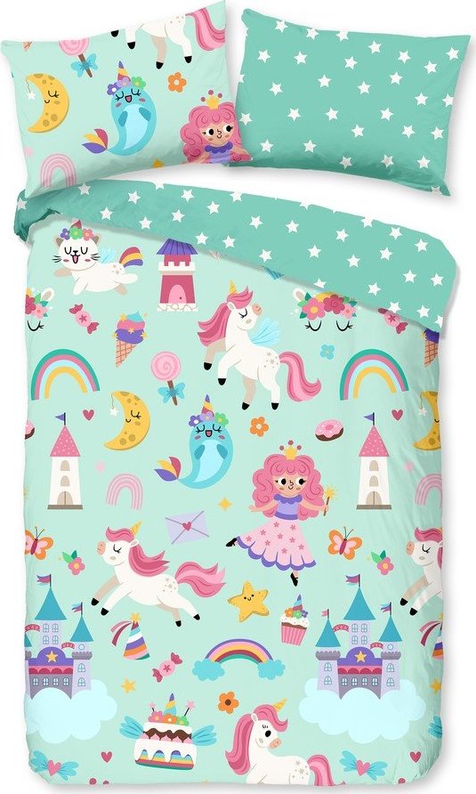 Bavlněné dětské povlečení do postýlky v mentolové barvě 100x135 cm Fantastic – Good Morning GOOD MORNING