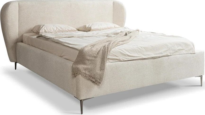 Béžová čalouněná dvoulůžková postel s roštem 160x200 cm Makana – Makamii Makamii