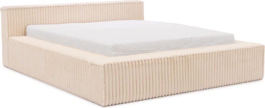 Béžová čalouněná dvoulůžková postel s úložným prostorem s roštem 160x200 cm Cloe – Ropez Ropez