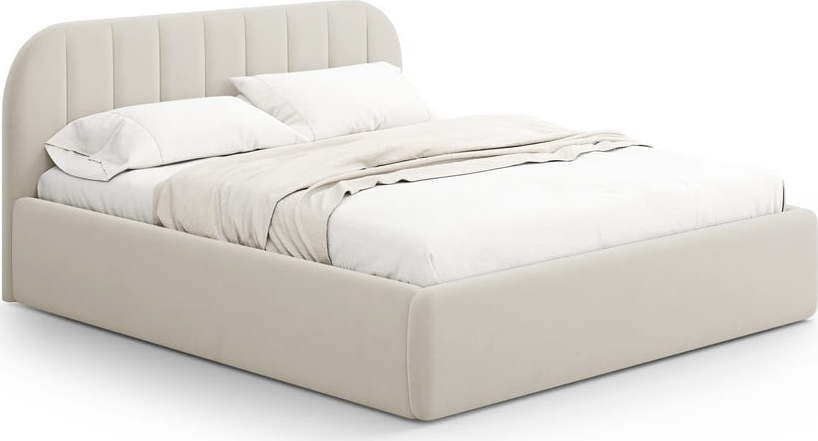 Béžová čalouněná dvoulůžková postel s úložným prostorem s roštem 180x200 cm Juno – Windsor & Co Sofas Windsor & Co Sofas