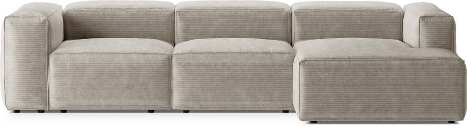 Béžová manšestrová rohová pohovka (pravý roh/s lenoškou) Bergano – Cosmopolitan Design Cosmopolitan design